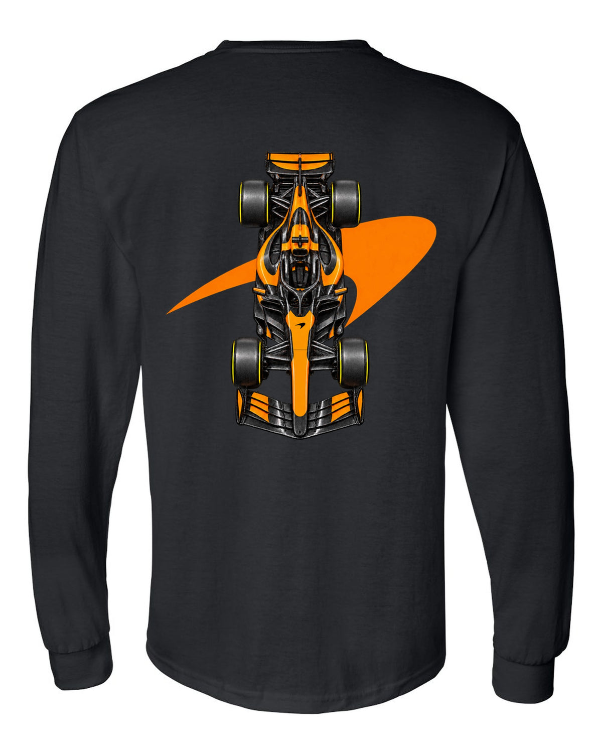 Mclaren MCL40 2026 Formula 1 overhead poster artwork black long sleeve back view with the design