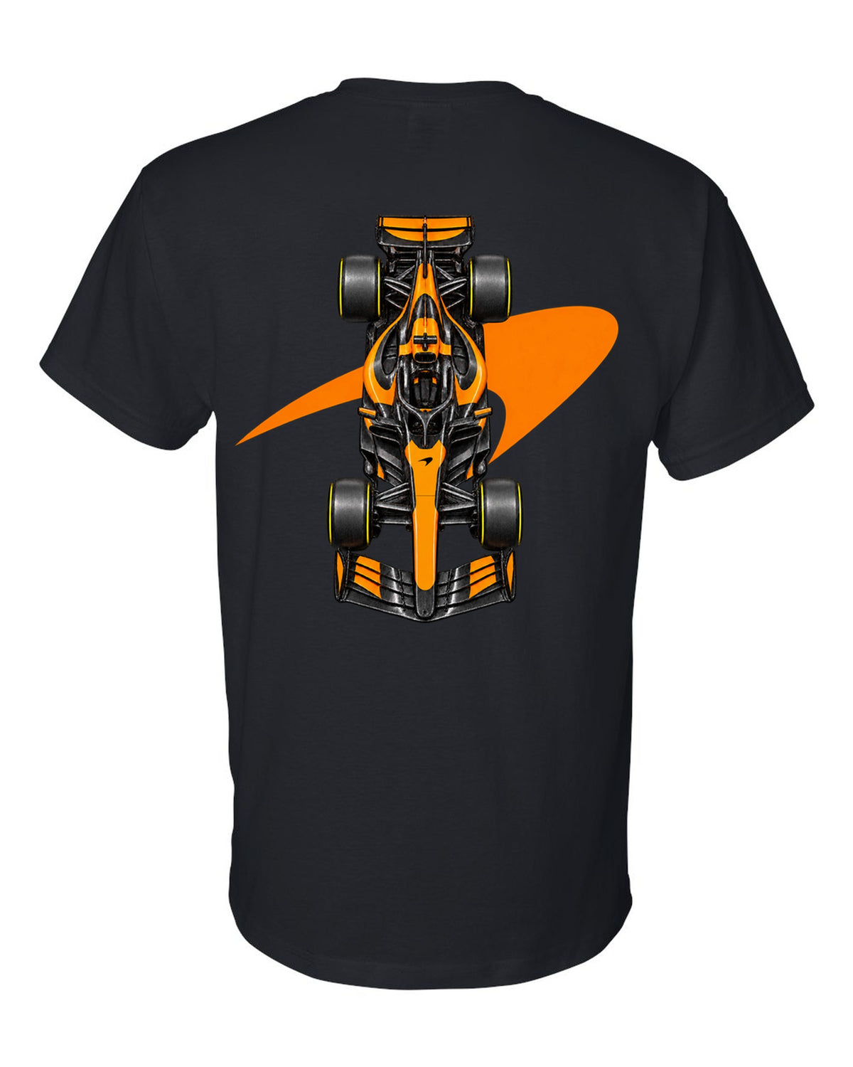 Mclaren MCL40 2026 Formula 1 overhead poster artwork black t-shirt back view with the design