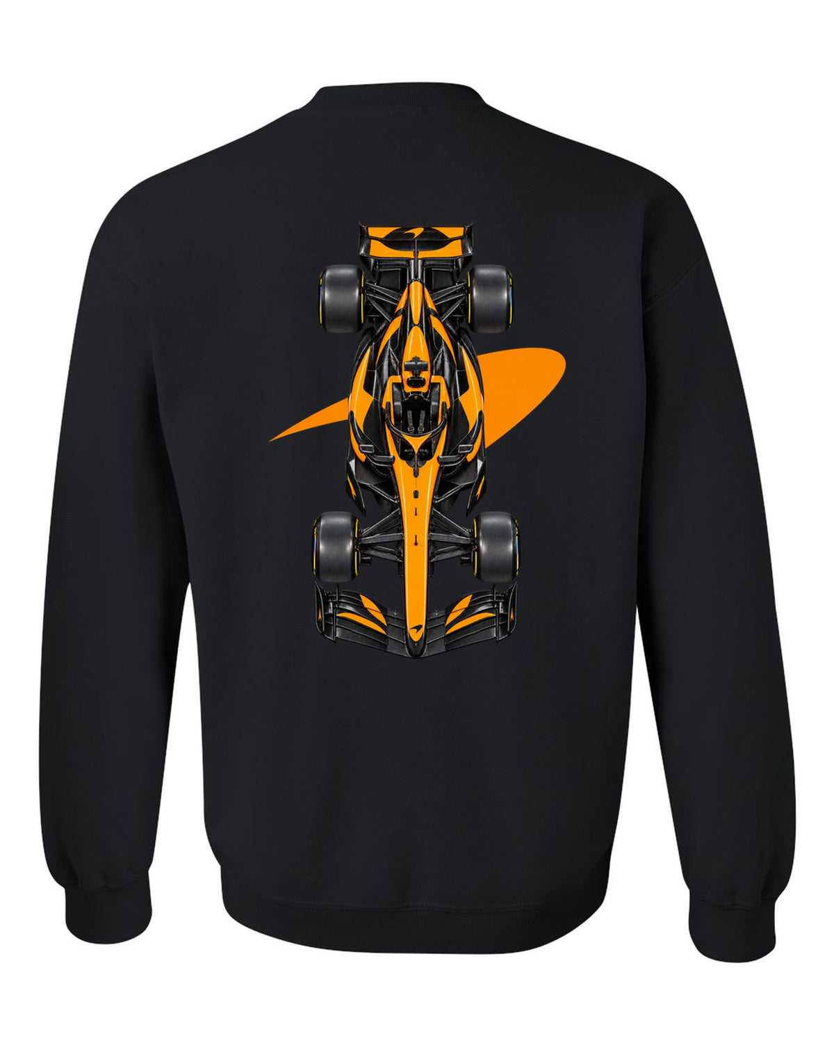 Mclaren MCL40 Formula 1 overhead poster artwork black crewneck back view with the design