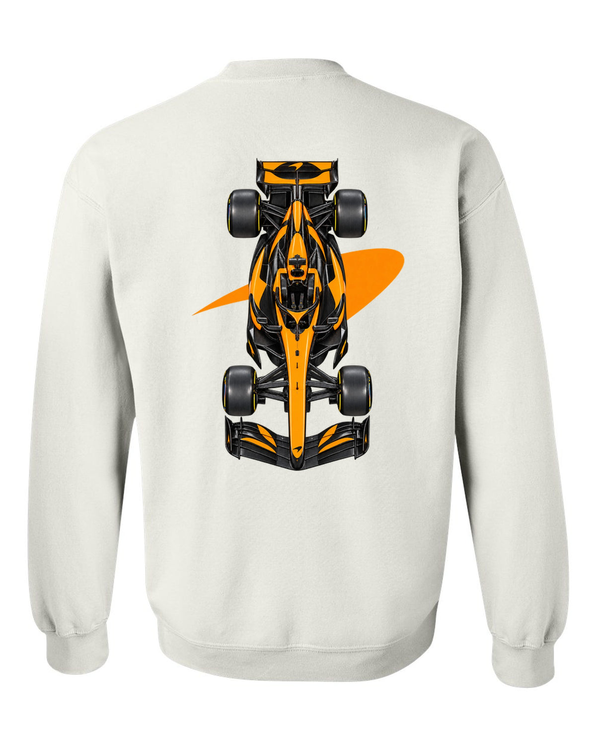 Mclaren MCL40 Formula 1 overhead poster artwork white crewneck back view with the design