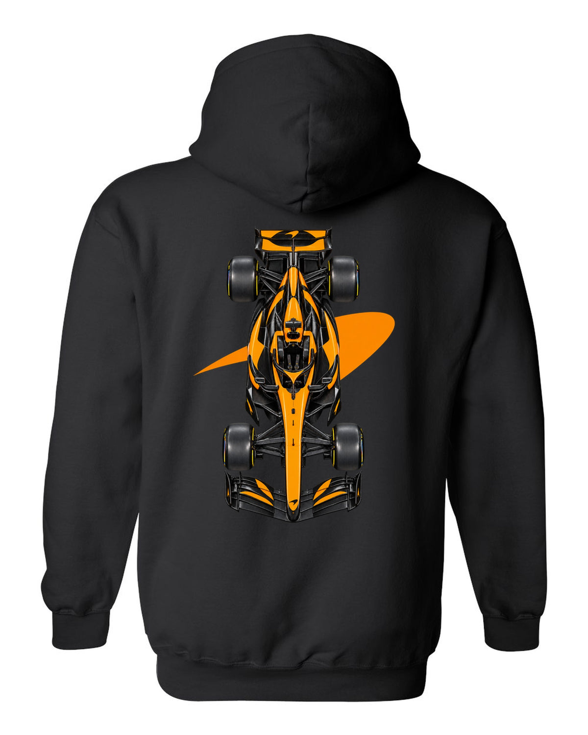 Mclaren MCL40 Formula 1 overhead poster artwork black pull over hoodie back view with the design