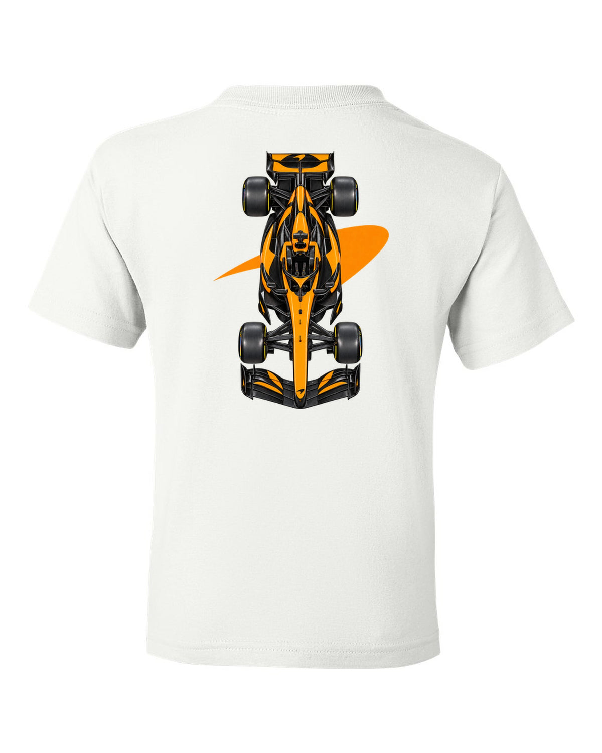 Mclaren MCL40 Formula 1 overhead poster artwork white kids tee back view with the design