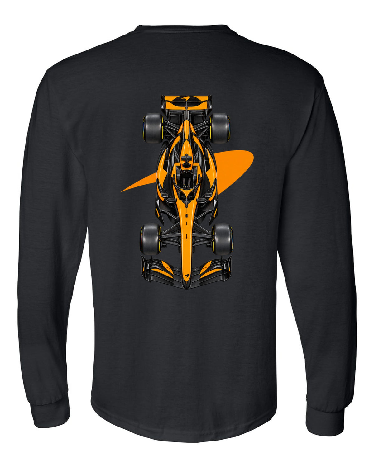 Mclaren MCL40 Formula 1 overhead poster artwork black long sleeve back view with the design