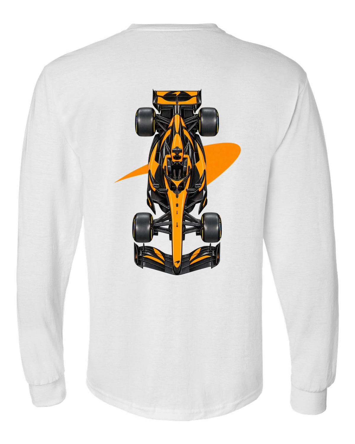 Mclaren MCL40 Formula 1 overhead poster artwork white long sleeve back view with the design