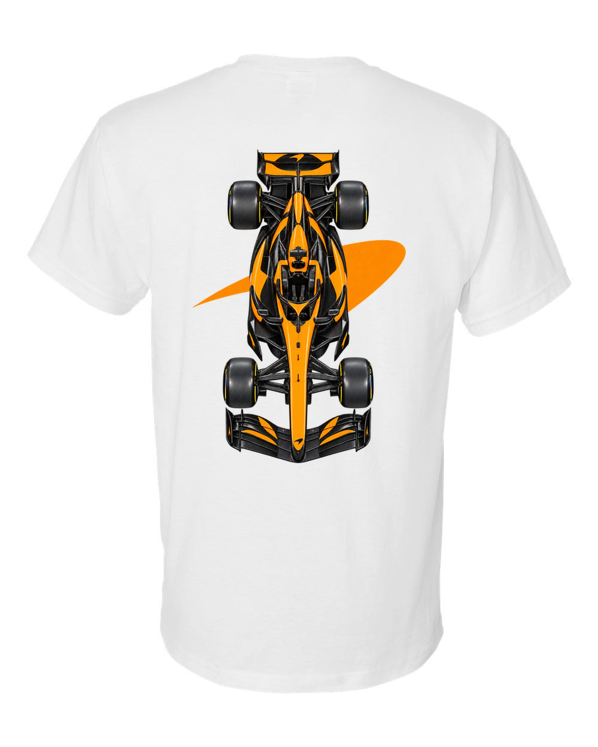 Mclaren MCL40 Formula 1 overhead poster artwork white t-shirt back view with the design
