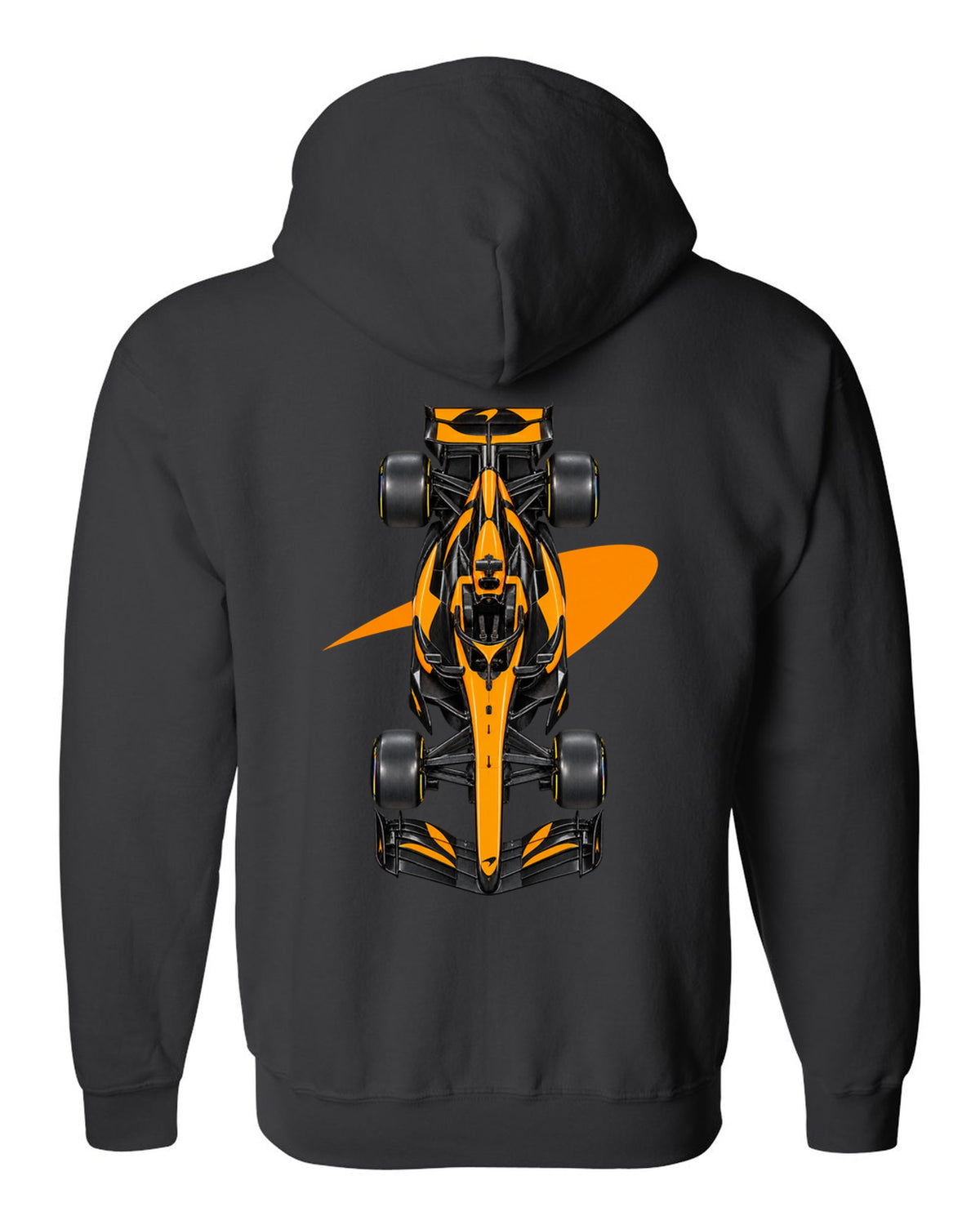 Mclaren MCL40 Formula 1 overhead poster artwork black zip hoodie back view with the design