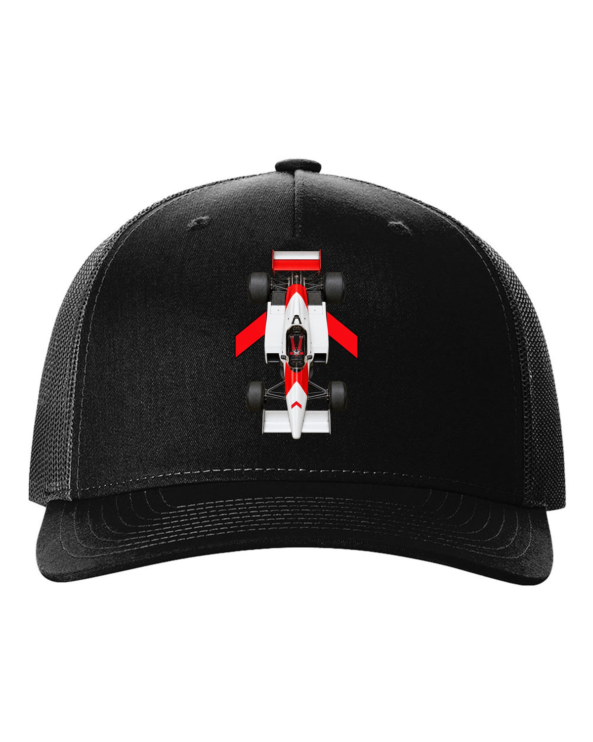 Mclaren MP4 1 1981 Formula 1 overhead poster artwork black hat front view with the design