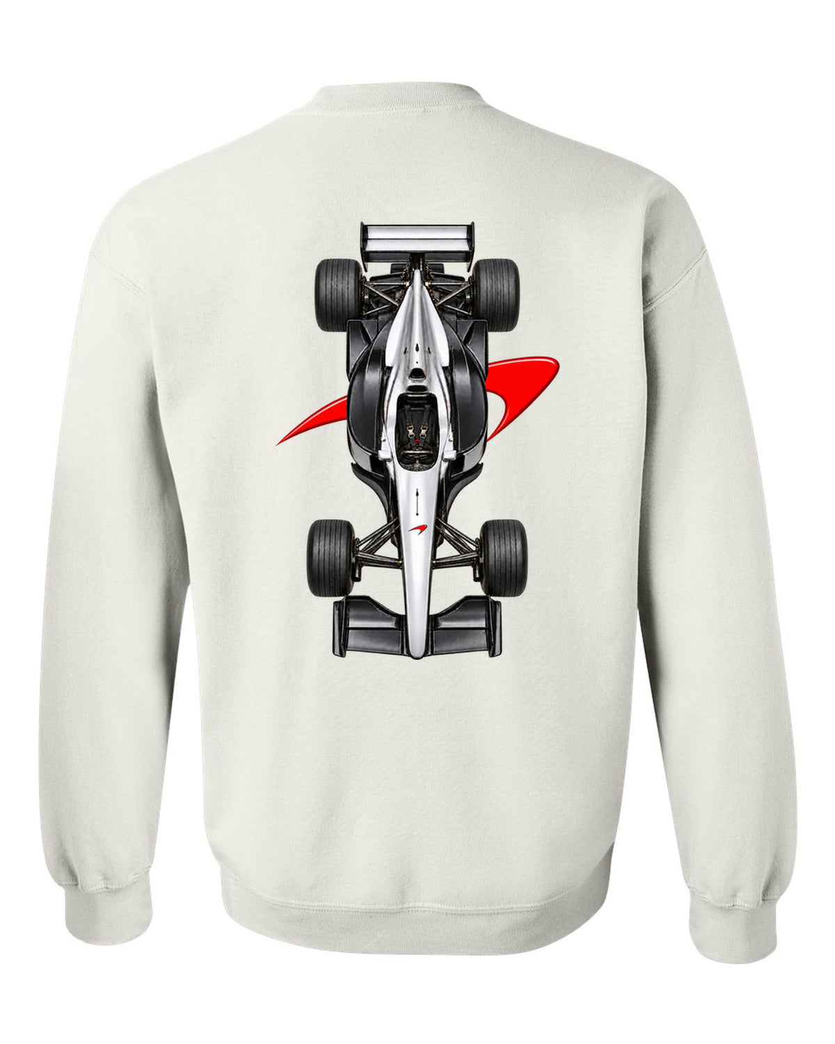 Mclaren MP4 13 1998 Formula 1 overhead poster artwork white crewneck back view with the design