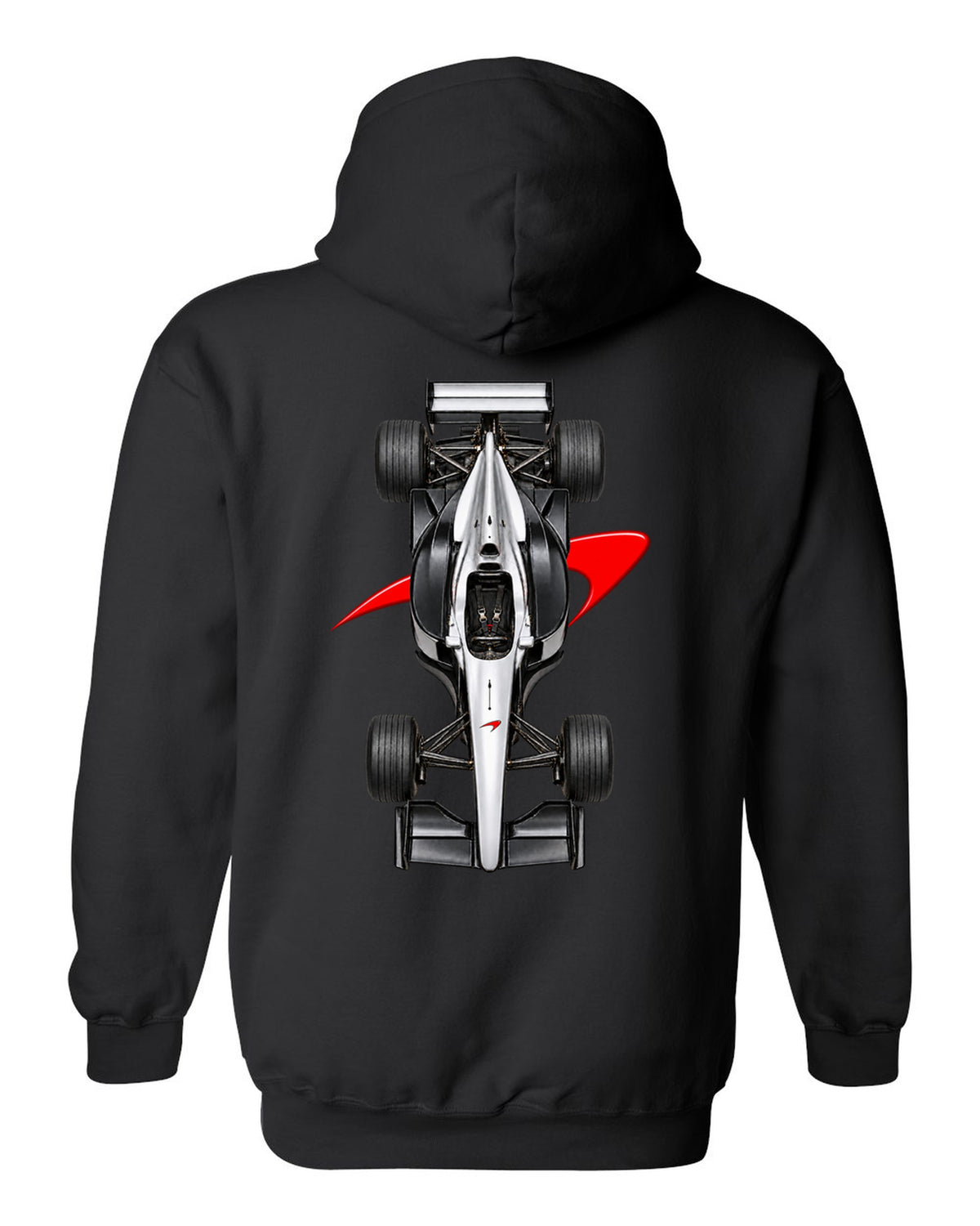 Mclaren MP4 13 1998 Formula 1 overhead poster artwork black pull over hoodie back view with the design