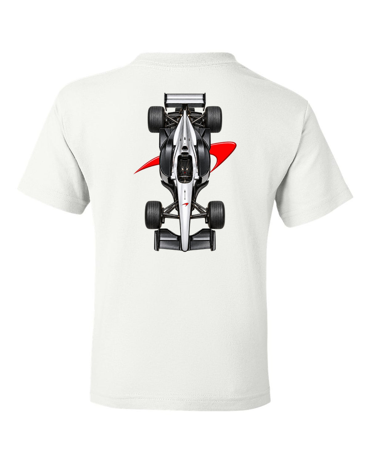 Mclaren MP4 13 1998 Formula 1 overhead poster artwork white kids tee back view with the design