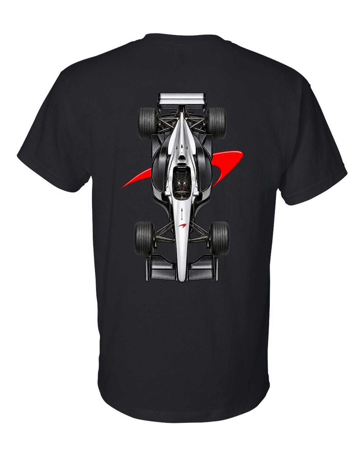 Mclaren MP4 13 1998 Formula 1 overhead poster artwork black t-shirt back view with the design