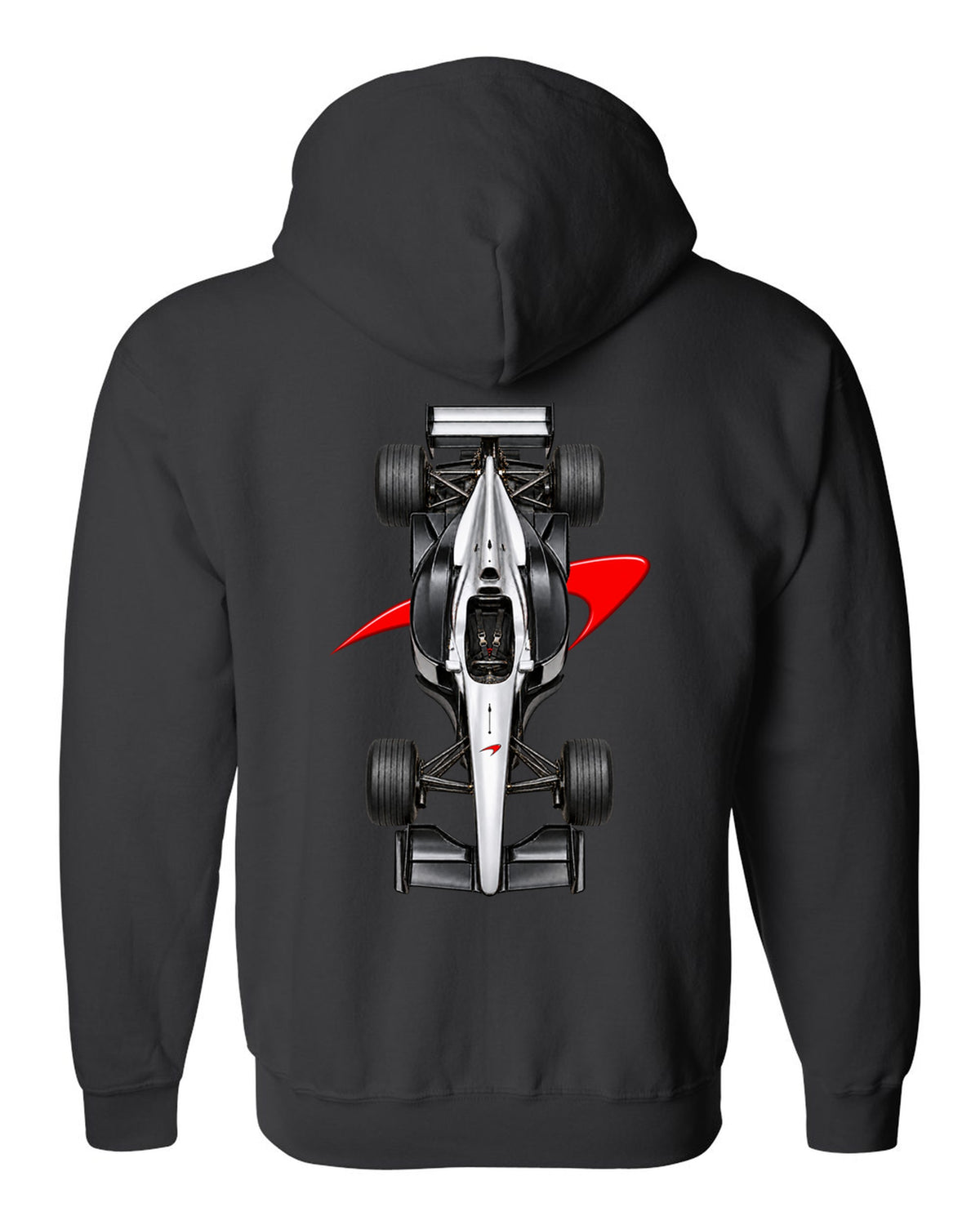 Mclaren MP4 13 1998 Formula 1 overhead poster artwork black zip hoodie back view with the design