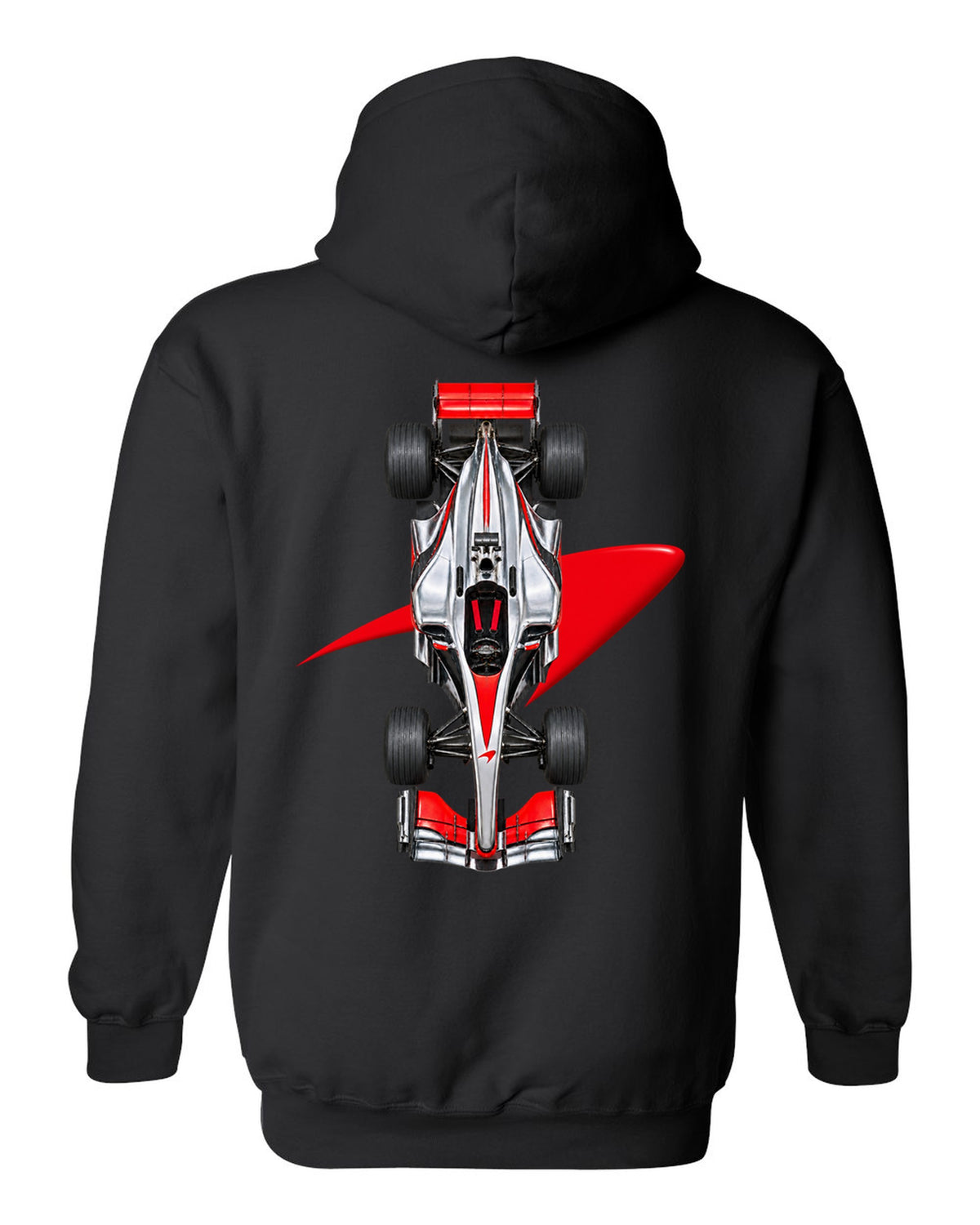 Mclaren MP4 23 2008 Formula 1 overhead poster artwork black pull over hoodie back view with the design