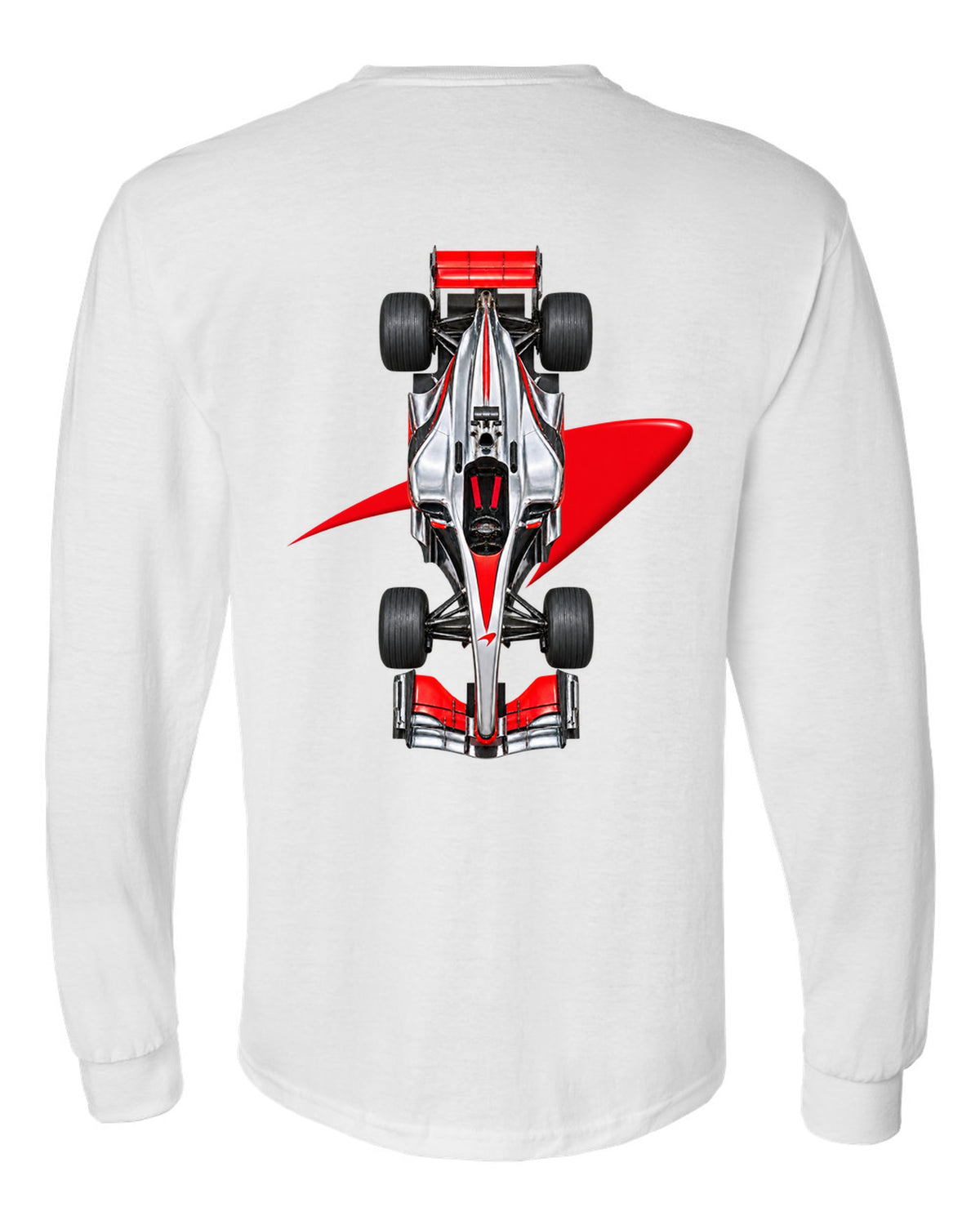 Mclaren MP4 23 2008 Formula 1 overhead poster artwork white long sleeve back view with the design