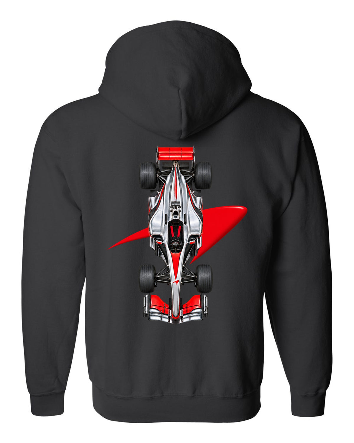 Mclaren MP4 23 2008 Formula 1 overhead poster artwork black zip hoodie back view with the design