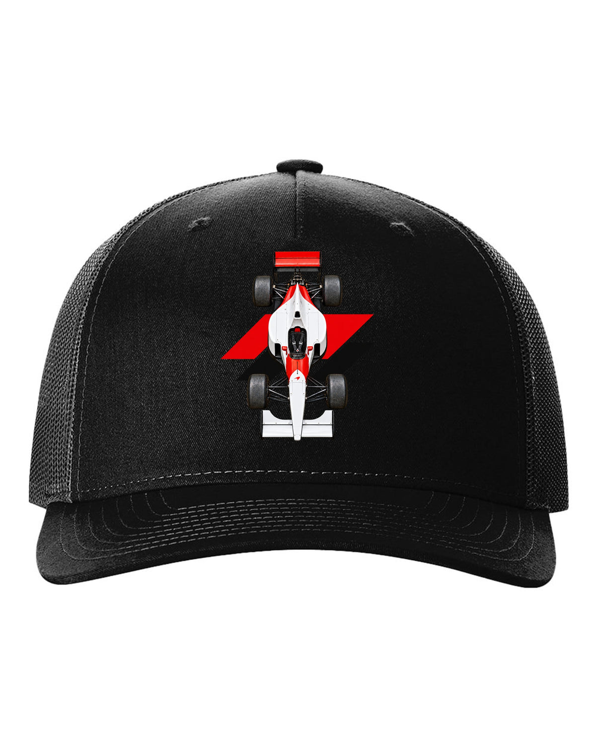 Mclaren MP4 6 1991 Formula 1 overhead poster artwork black hat front view with the design