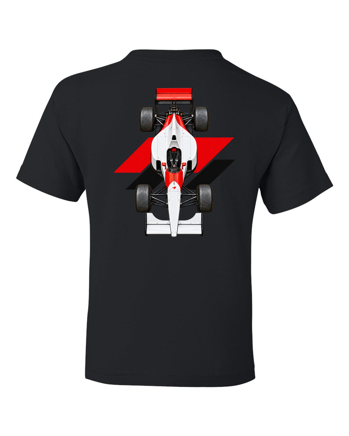 Mclaren MP4 6 1991 Formula 1 overhead poster artwork black kids tee back view with the design