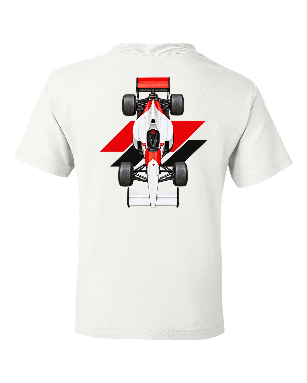 Mclaren MP4 6 1991 Formula 1 overhead poster artwork white kids tee back view with the design