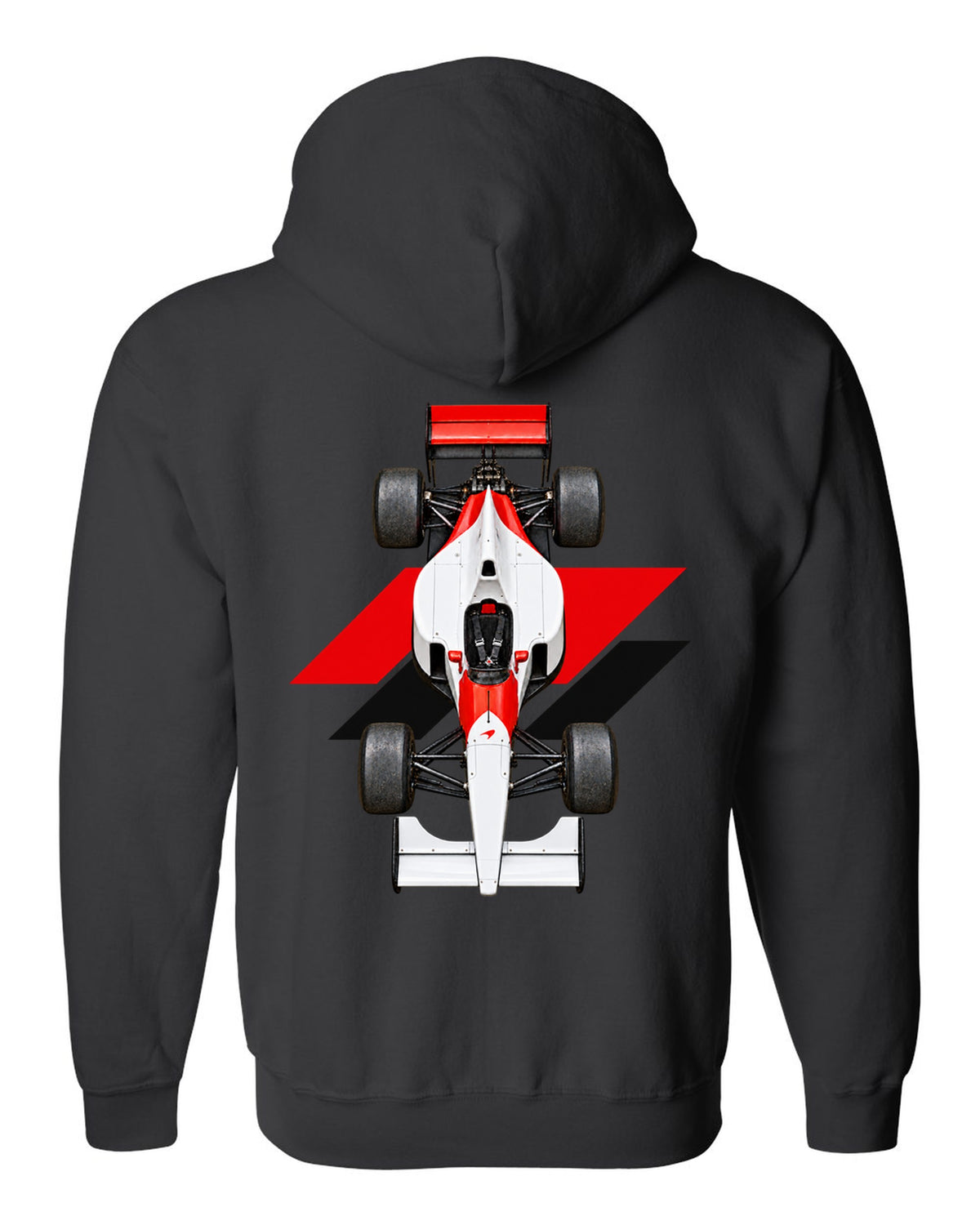 Mclaren MP4 6 1991 Formula 1 overhead poster artwork black zip hoodie back view with the design