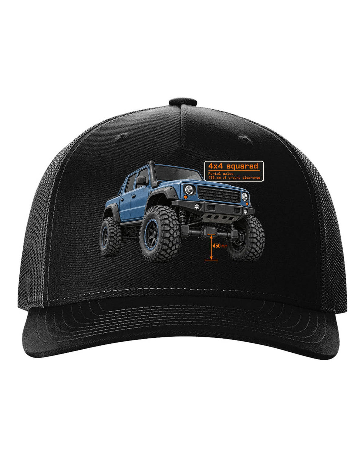 Halftone print of a Mercedes-AMG G63 4x4 squared W463 black hat front view with the design