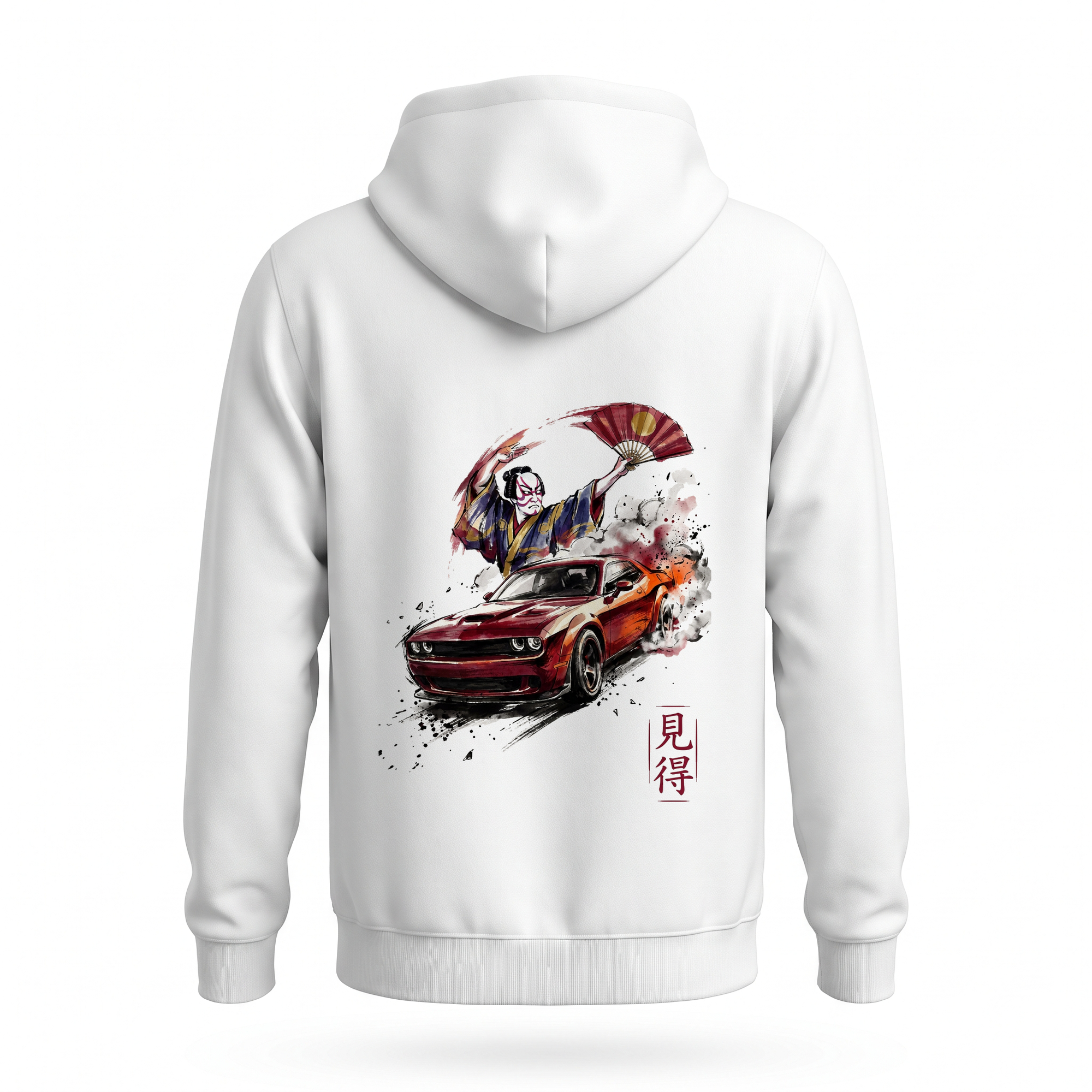 Mie — Challenger Kabuki Sumi Ink Full-Back Hoodie — White back