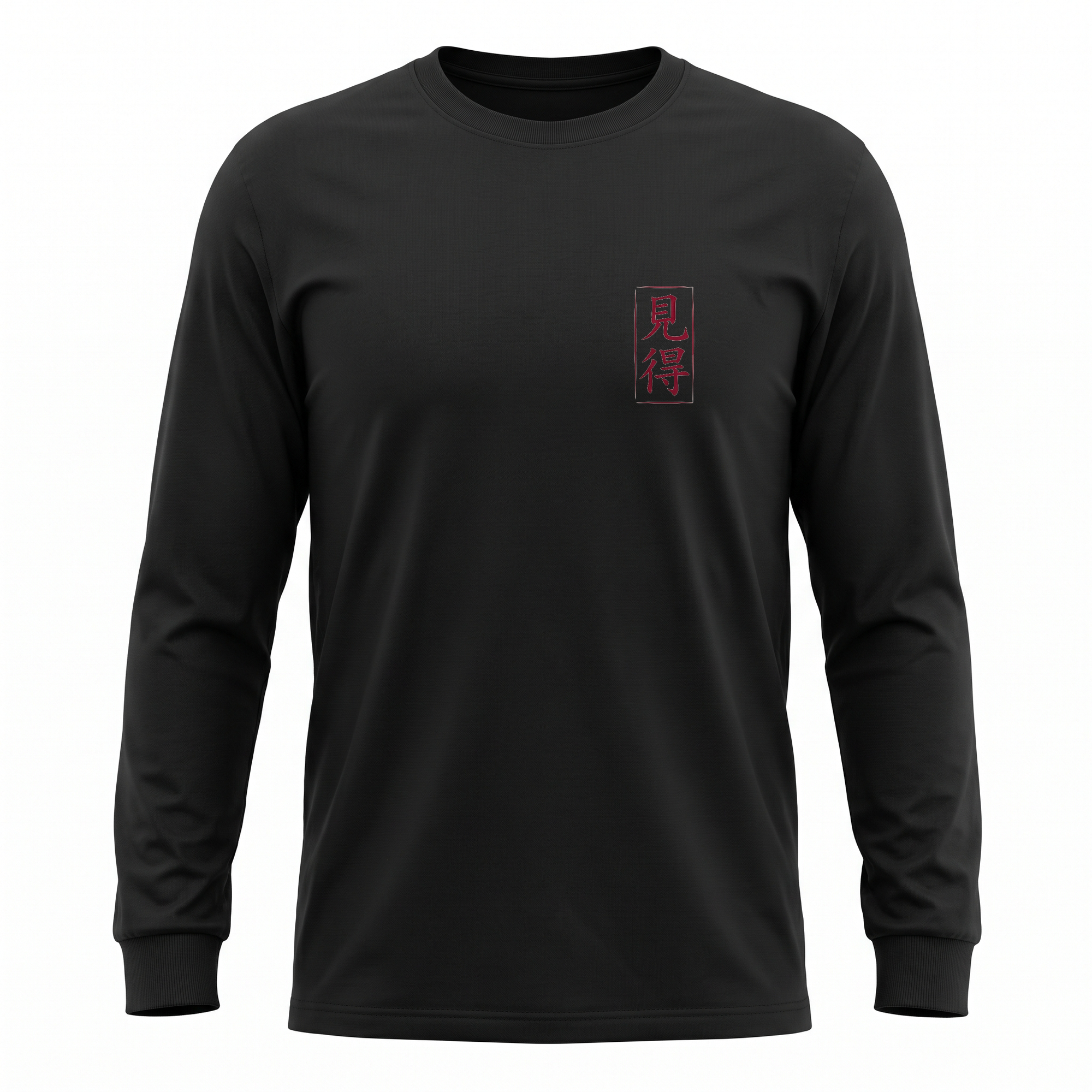 Mie — Challenger Kabuki Sumi Ink Full-Back Long Sleeve — Black front (left-chest seal)