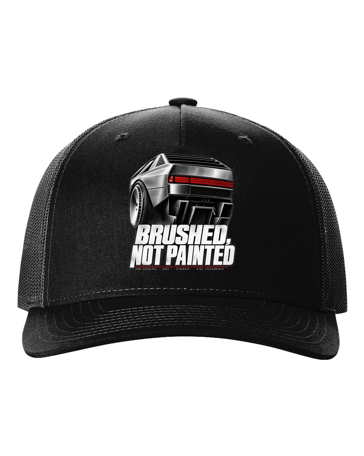 Hyundai N Vision 74 rear three-quarter macro print of pixel taillights black hat front view with the design