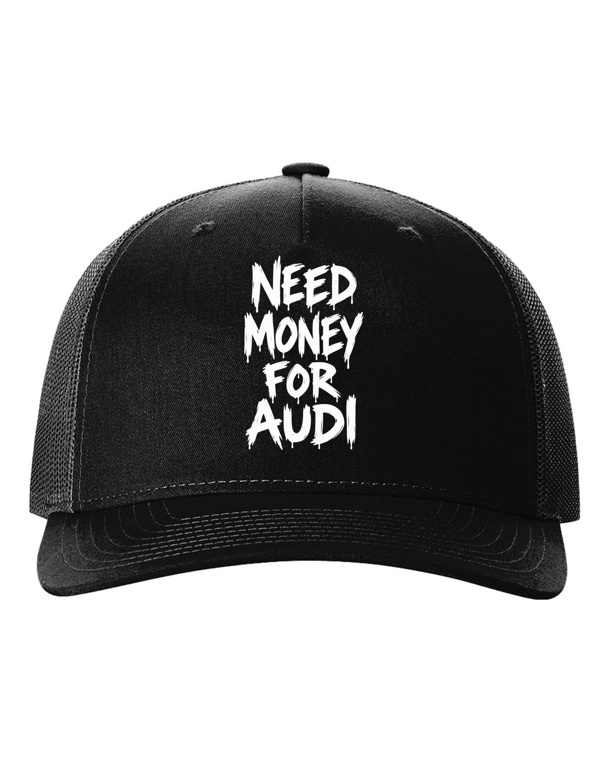 Need money for Audi dripping marker text black hat front view with the design