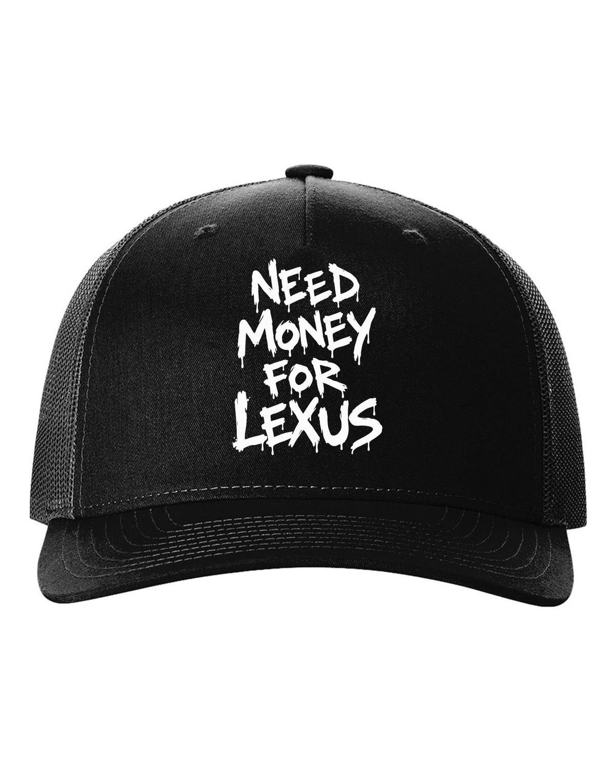 Need money for Lexus dripping marker text black hat front view with the design