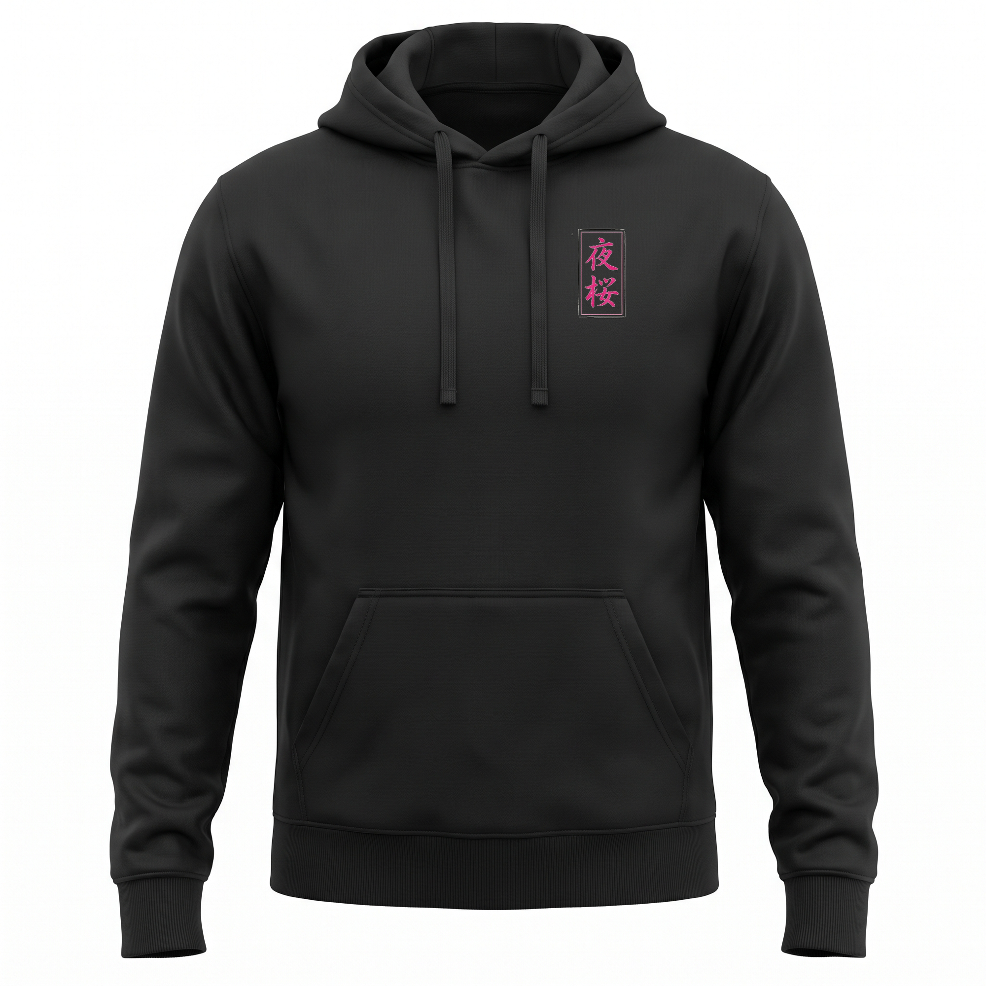 Night Blossom II — Lamborghini Geisha Colour Sumi Ink Full-Back Hoodie — Black front (left-chest seal)