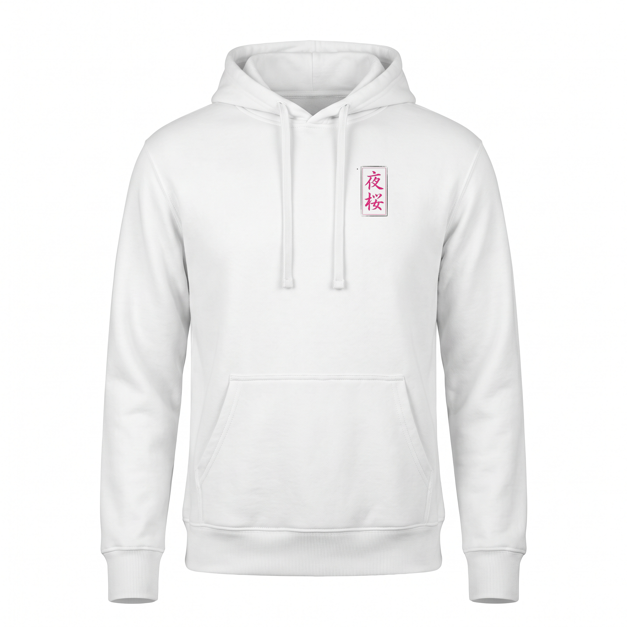 Night Blossom II — Lamborghini Geisha Colour Sumi Ink Full-Back Hoodie — White front (left-chest seal)