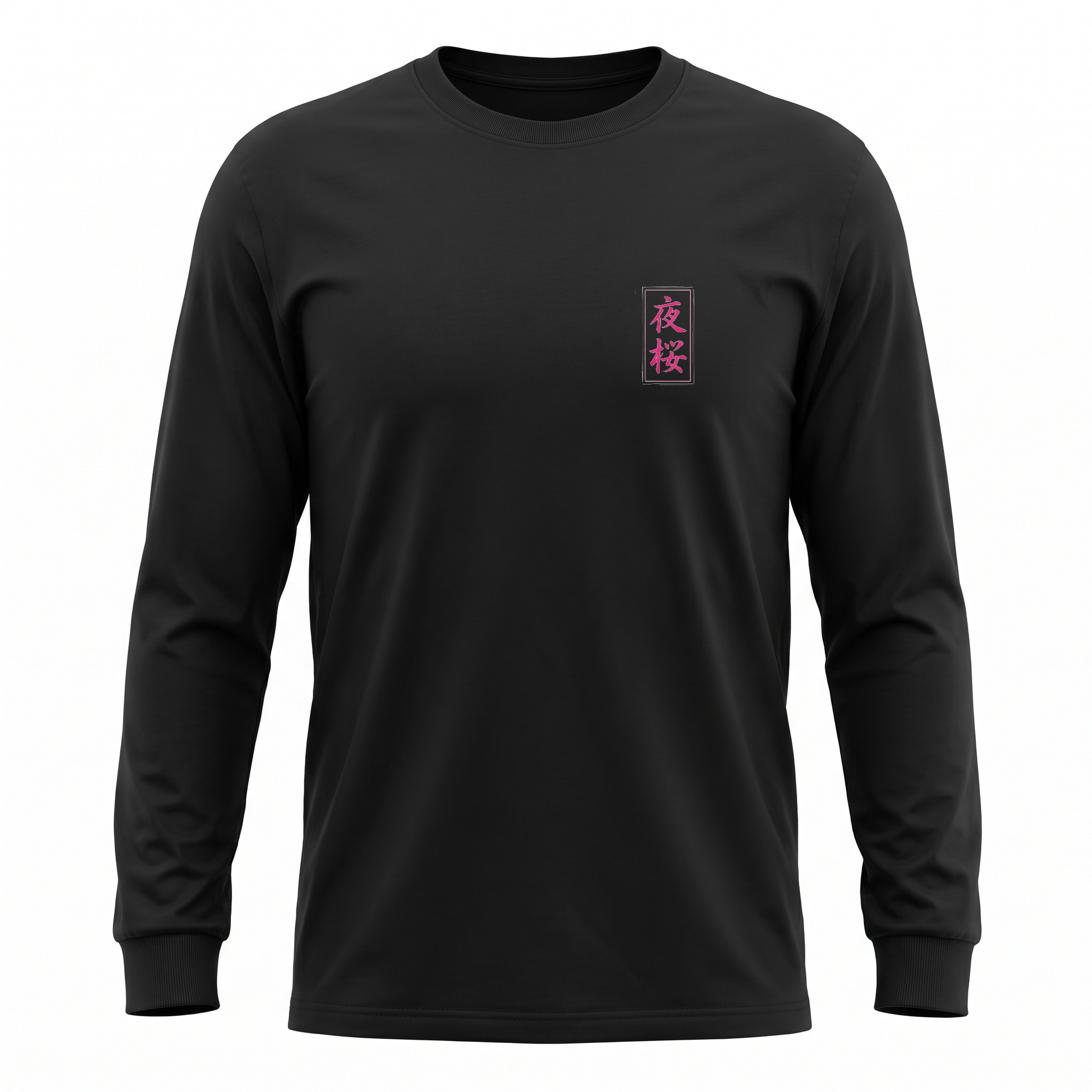 Night Blossom II — Lamborghini Geisha Colour Sumi Ink Full-Back Long Sleeve — Black front (left-chest seal)