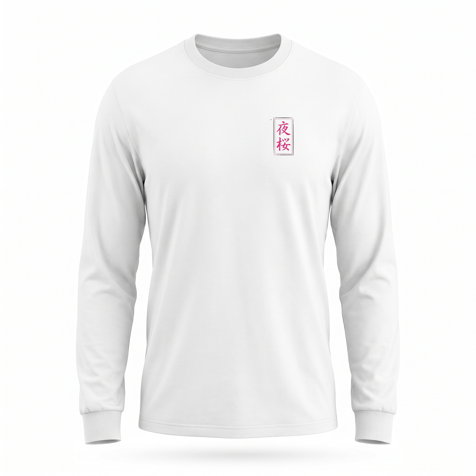 Night Blossom II — Lamborghini Geisha Colour Sumi Ink Full-Back Long Sleeve — White front (left-chest seal)