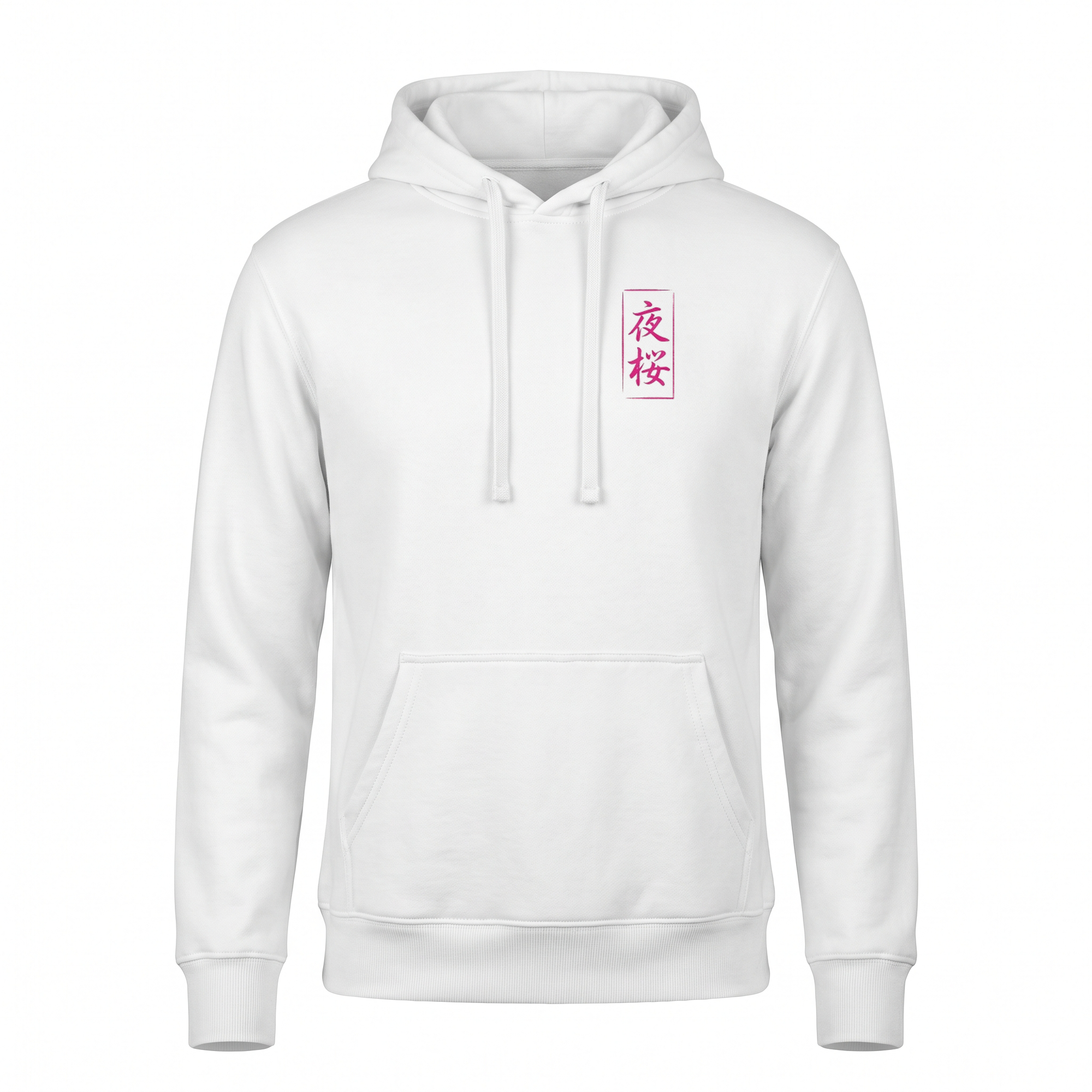 Night Blossom — Lamborghini Geisha Sumi Ink Full-Back Hoodie — White front (left-chest seal)