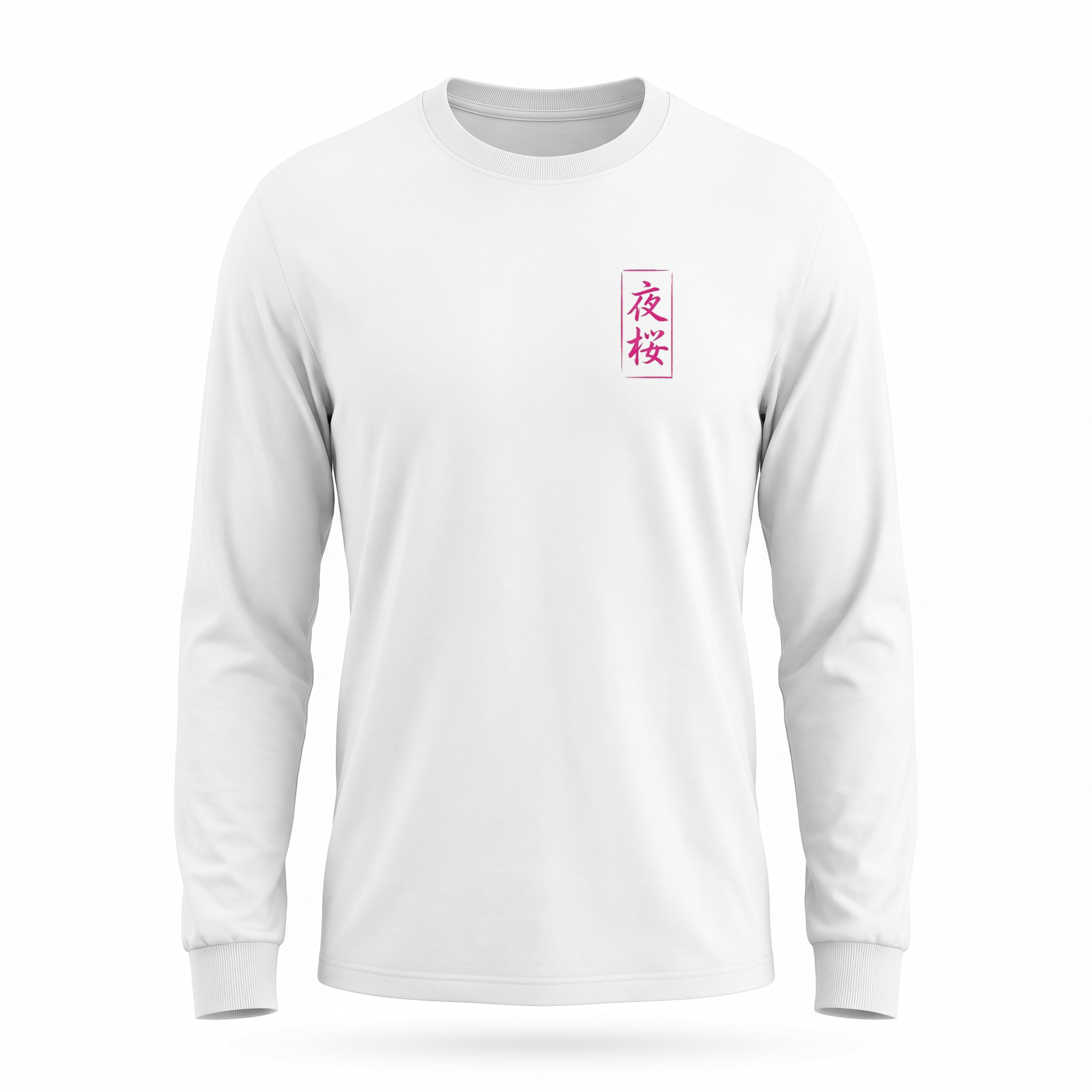 Night Blossom — Lamborghini Geisha Sumi Ink Full-Back Long Sleeve — White front (left-chest seal)
