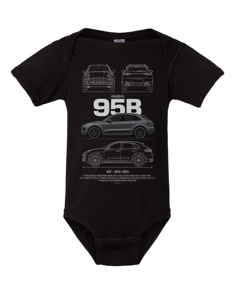 95B artwork black baby onesie front view