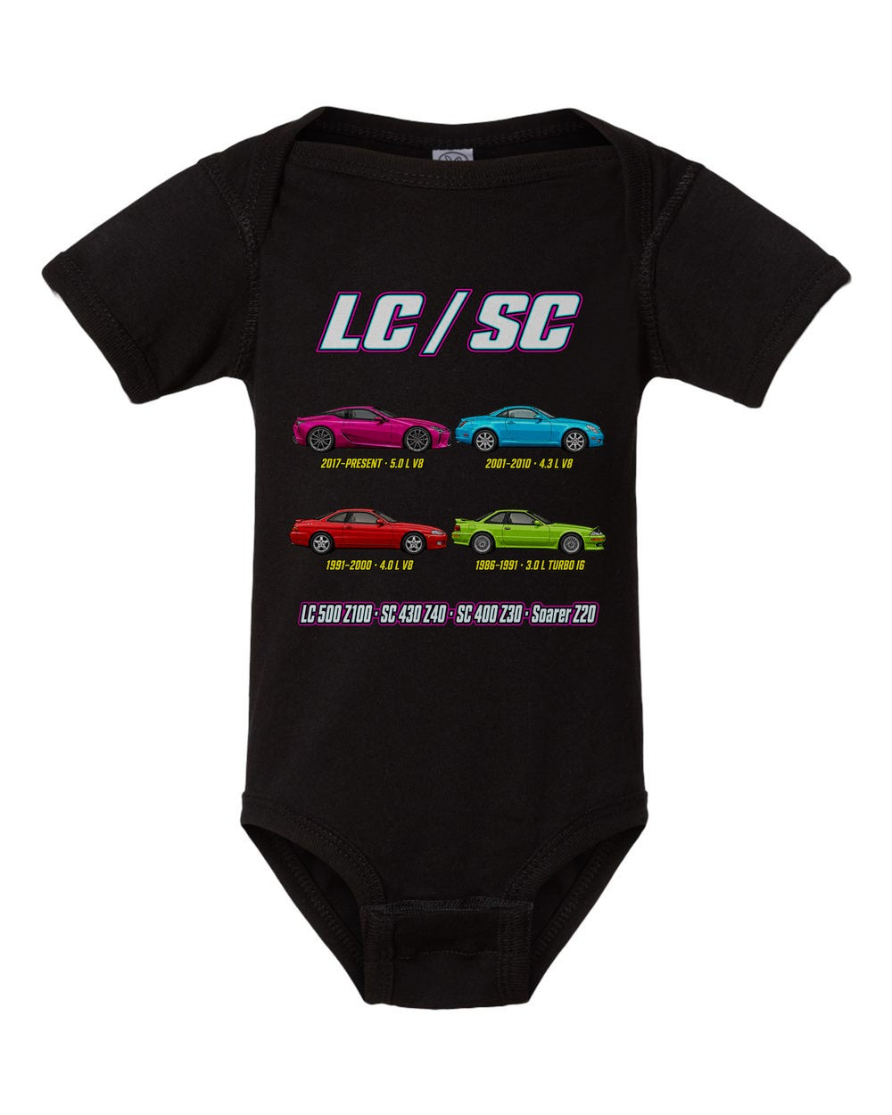 Lexus SC LC evolution poster black baby onesie front view