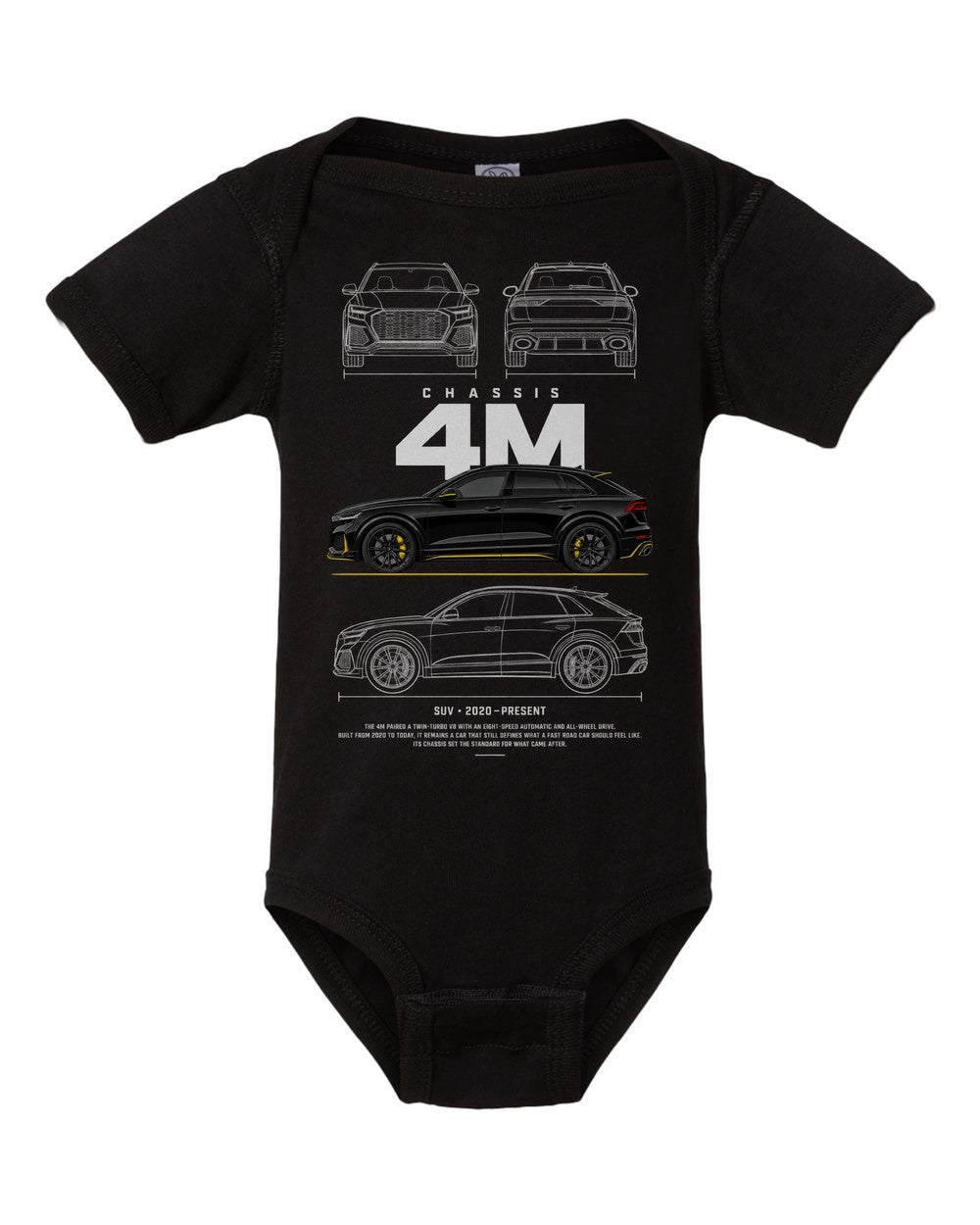 4M artwork black baby onesie front view