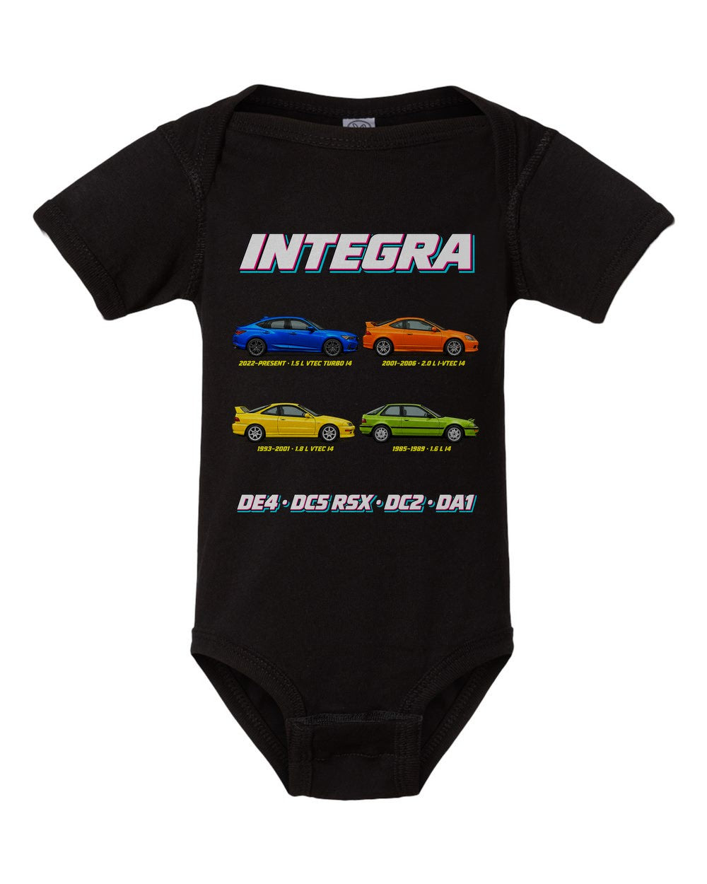 Acura Integra evolution poster black baby onesie front view