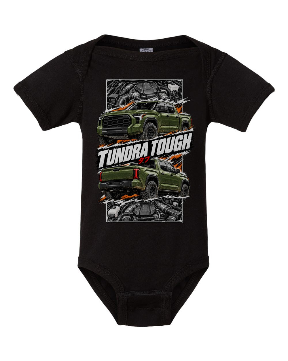 Toyota Tundra TRD Pro torn poster black baby onesie front view