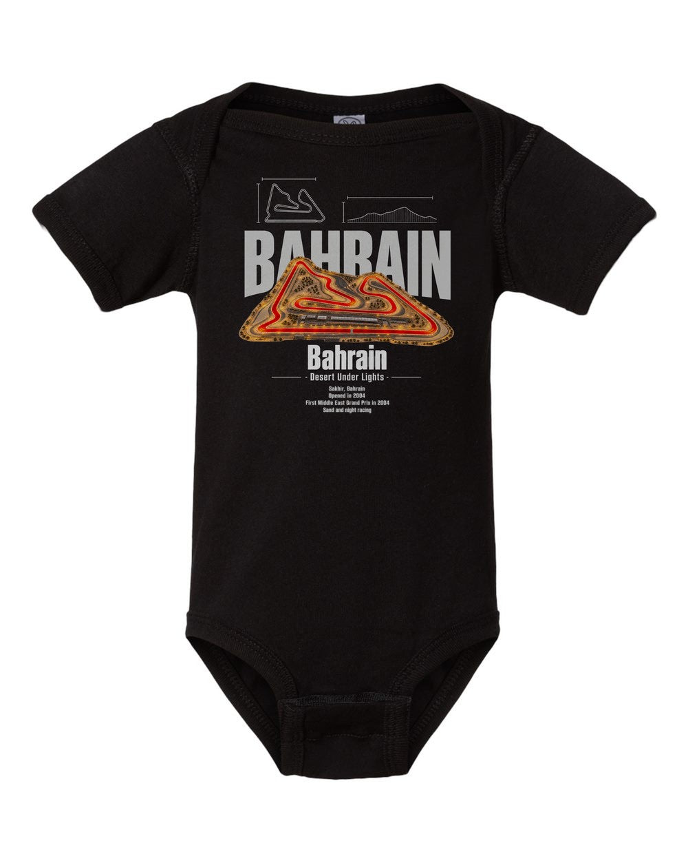Bahrain black baby onesie front view