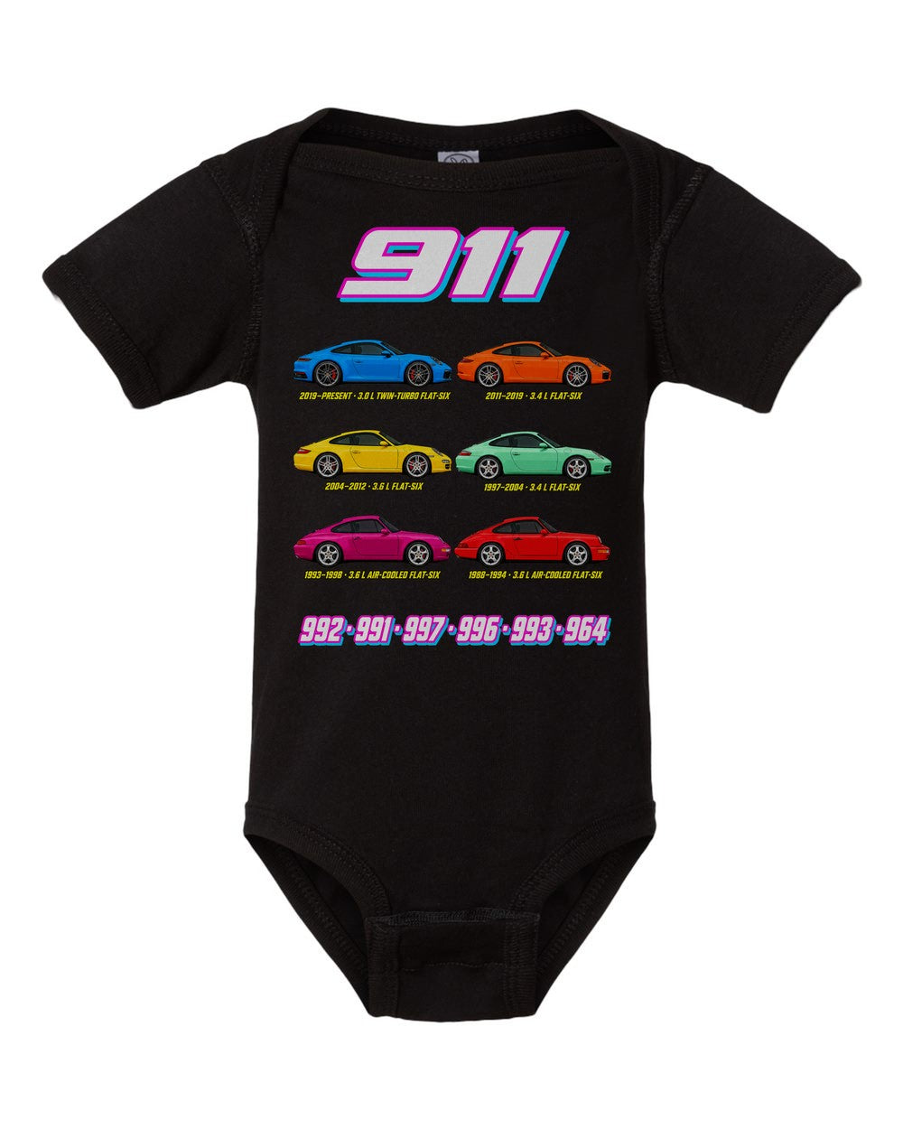 911 evolution poster black baby onesie front view
