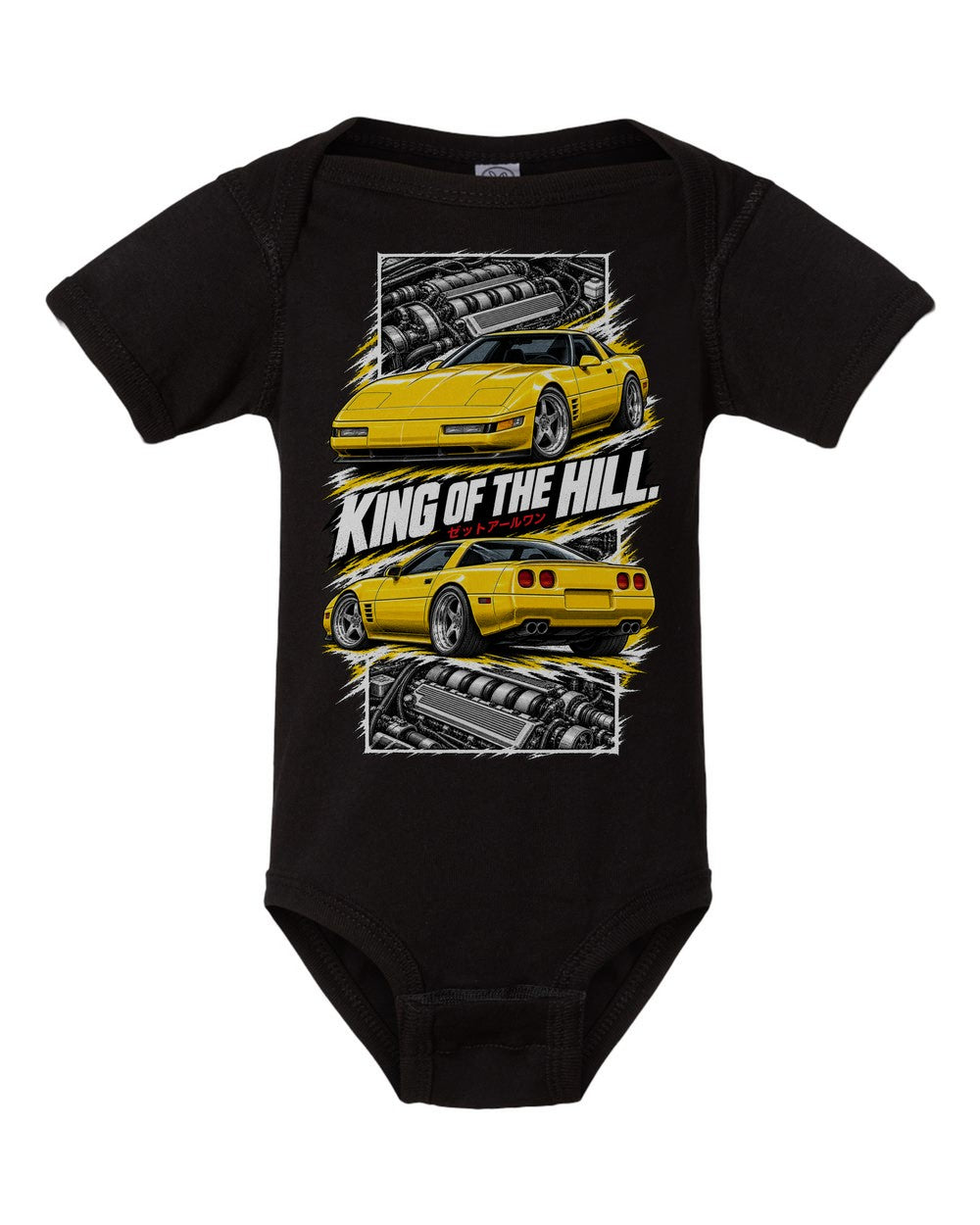 Corvette C4 Zr-1 torn poster black baby onesie front view