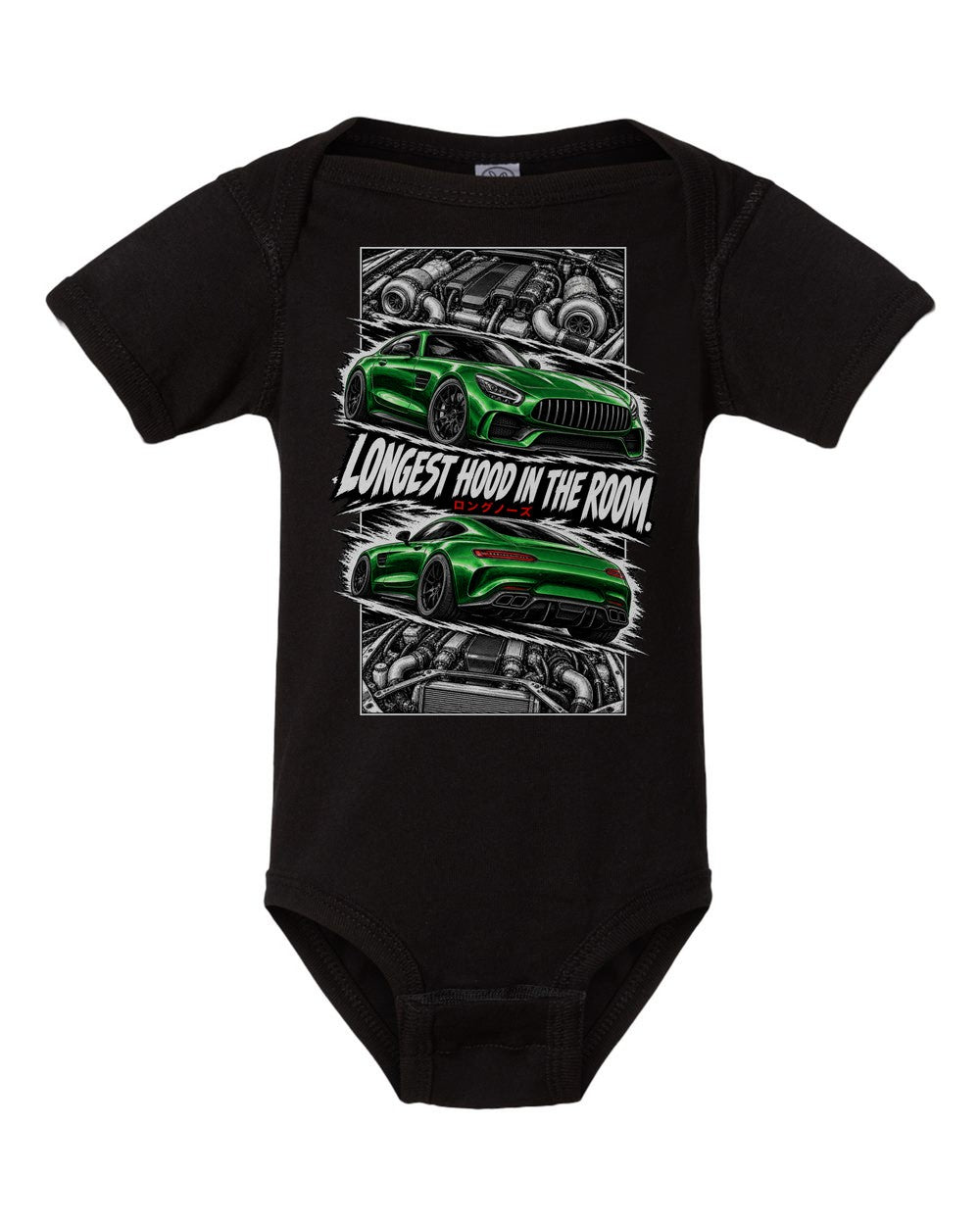 Mercedes-AMG Gt torn poster black baby onesie front view