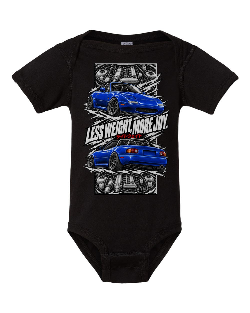 Mazda MX-5 Miata Na torn poster black baby onesie front view