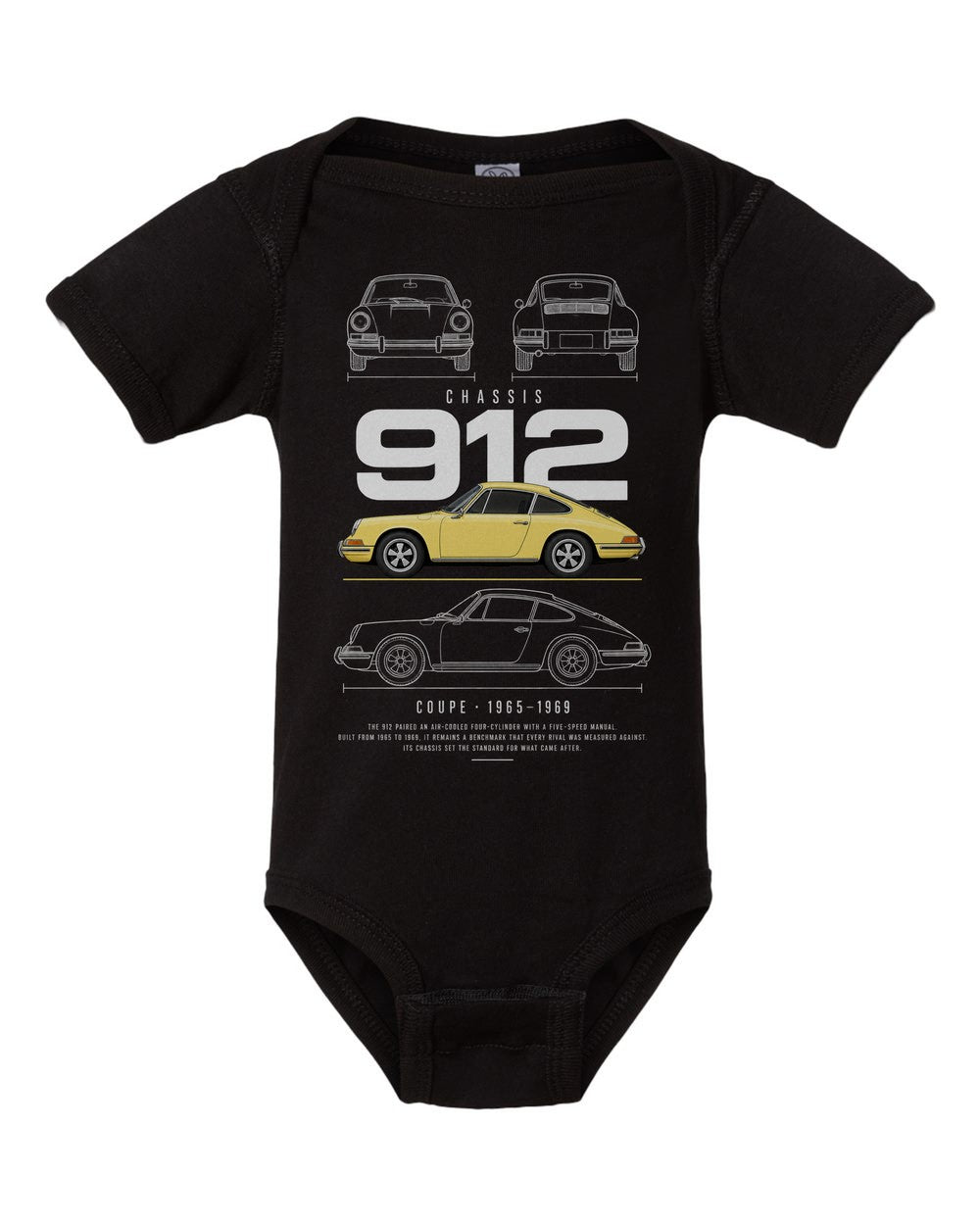 912 artwork black baby onesie front view