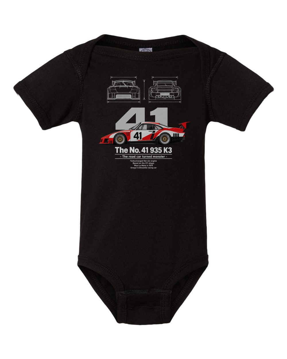 No. 41 935 K3 black baby onesie front view