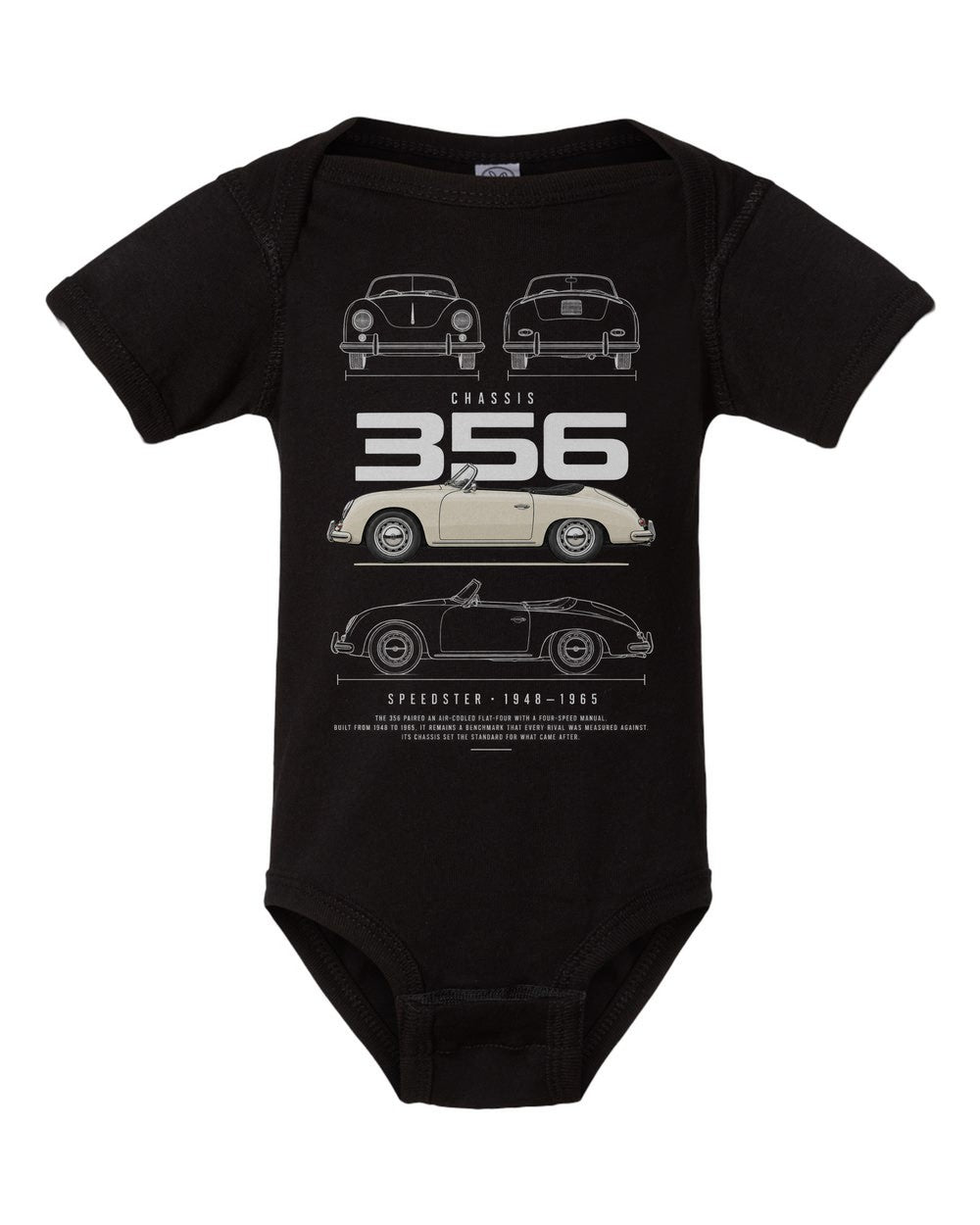 356 artwork black baby onesie front view