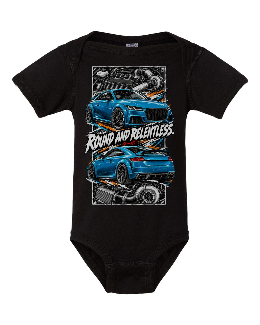 Audi Tt Rs torn poster black baby onesie front view