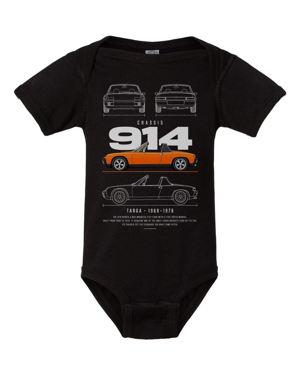 914 artwork black baby onesie front view